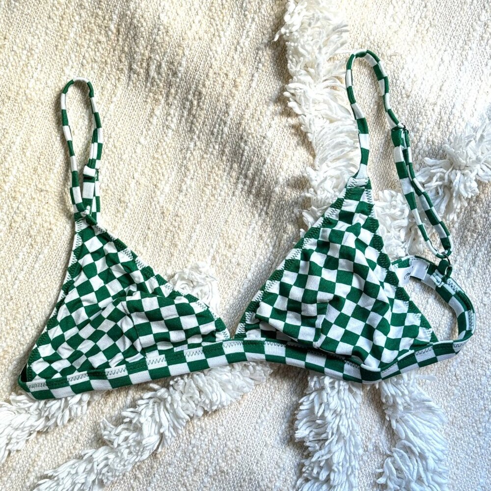 Never Worn, Green and White Check Bralette, Size M